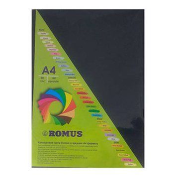 Бумага цветная Romus A4 160г/м2 100арк., B100 Черный (R50447) 48450447 фото