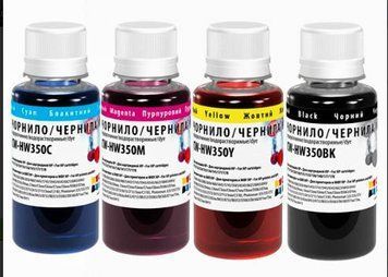 Комплект чорнил ColorWay для HP HW350, 4 кольори, 4 &times; 100 мл (CW-HW350SET01) CW-HW350SET01 фото