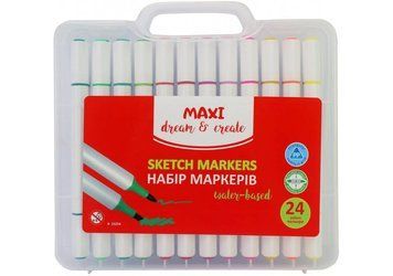 Набор скетч-маркеров двухсторонних MAXI, 24 цвета, на водной основе, MX15254 MX15254 фото