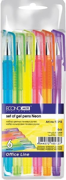 Набор гелевых ручек ECONOMIX NEON 6кол., в блистере E10512 4044572105127 фото