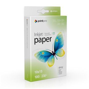 Фотобумага глянцевая 10x15 PrintPro 230 г/м2 односторонняя, 100 листов PGE2301004R фото