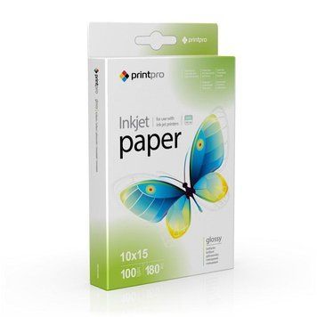 Фотобумага глянцевая 10x15 PrintPro 180 г/м2 односторонняя, 100 листов PGE1801004R фото
