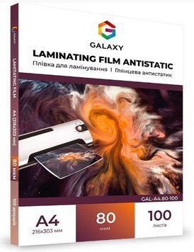 Пленка для ламинирования Galaxy Antistatic A4 80 мкм 216&times;303 мм глянцевая, 100 шт/уп GAL-A4.80-100 фото