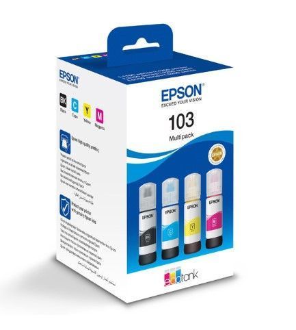 Комплект оригинальных чернил для принтера Epson (103) L3100/L3101/L3110/L3150 B/C/M/Y 4х65ml MULTIPACK C13T00S64A фото