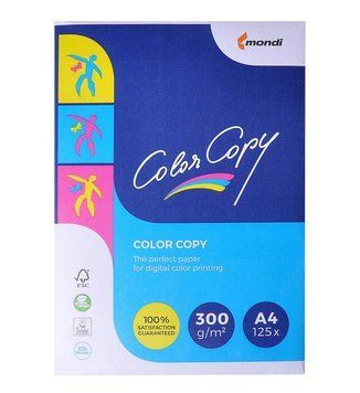 Бумага офисная картон А4, 300г/м2, 125арк, Color Copy Mondi Бумага плотная А4 для принтера 9003974417424 / A4.300.CC фото
