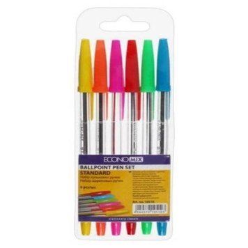 Набір кулькових ручок EconoMix "Standard" 0,4 мм 6 кольорів Е10510 4044572105103 фото