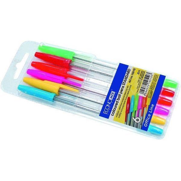 Набір кулькових ручок EconoMix "Standard" 0,4 мм 6 кольорів Е10510 4044572105103 фото