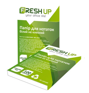 Блок бумаги для заметок 145х100х100арк. не клееный белый, Fresh Up, FR-145100 4820210430604 фото