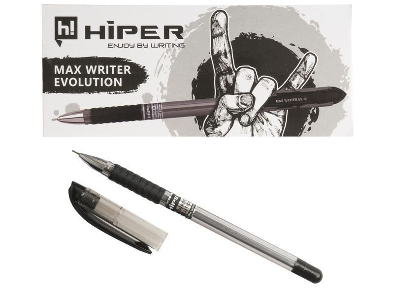Ручка масляна Hiper Max Writer 0.7мм, колір стержня чорний HO-335 8901015001391 фото