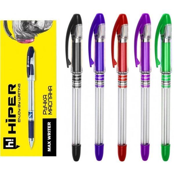 Ручка масляная Hiper Max Writer 0.7мм, цвет стержня красный HO-335 8901015001407 фото